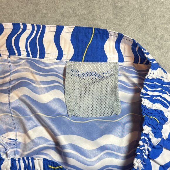 Columbia Womens XL Blue Wave Pattern Swim Shorts With Elastic Waist & Drawstring - Picture 7 of 10